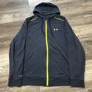 Under‎ Armour Charged Cotton Storm Navy Blue Mens L Loose Athletic Zip Up Hoodie